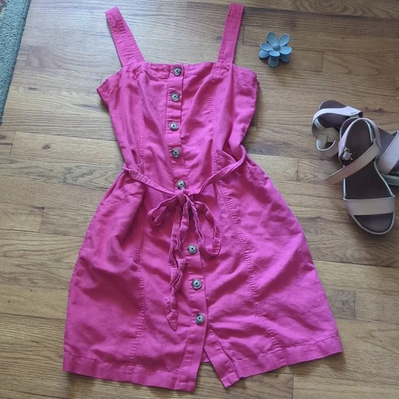 LOFT | Dresses | Loft Button Down Linen Blend Dress | Poshmark